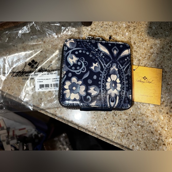 PATRICIA NASH Jewelry Case Camogli Square Leather Folklore Blue Pattern NWT - Picture 8 of 10